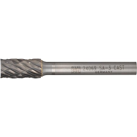 Pferd Carbide Bur - Cylind. Plain End, CAST Cut - 3/8" x 3/4" x 1/4" Shank - SA-3 24069